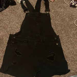 Styled black overalls
